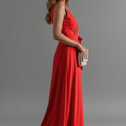 Satin Wrap Maxi Dress with Tie Waist for Christmas Party in Red