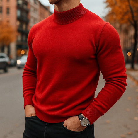 Alfie Mock Neck Mens Knit Sweater with Relaxed Everyday Fit