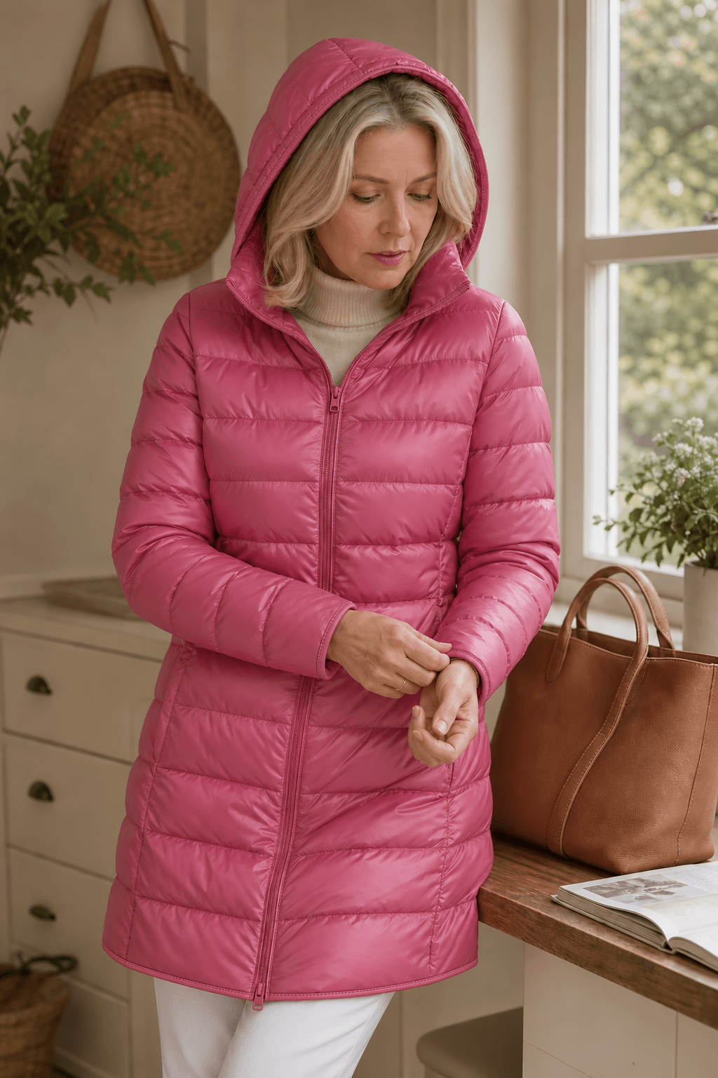 Women's Packable Quilted Puffer Jacket with Detachable Hood