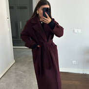Belted Wrap Style Long Wool Blend Winter Coats for Women