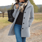 Helga Women's Classic Button-Front Wool-Blend Winter Coat