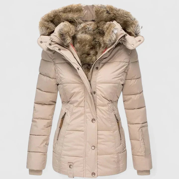 Veyzandra Faux Fur Hooded Padded Women's Winter Coat with Pockets
