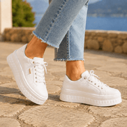 Women's Platform Cushioned Sneakers with Lace-Up Closure