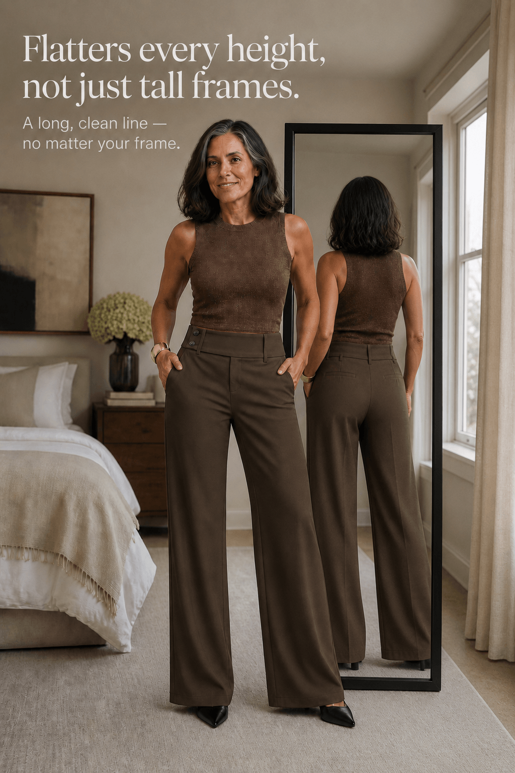 Women's Wide-Leg High-Waisted Trousers with Structured Waistband