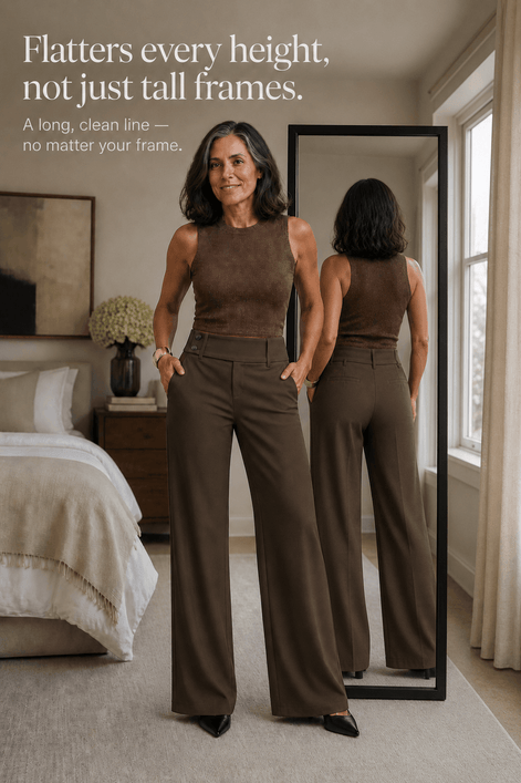 Women's Wide-Leg High-Waisted Trousers with Structured Waistband