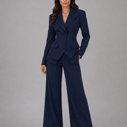 Cinched-Waist Blazer and Wide-Leg Trousers Two-Piece Co-ord Set