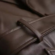 Longline Double-Breasted Leather Coat for Women