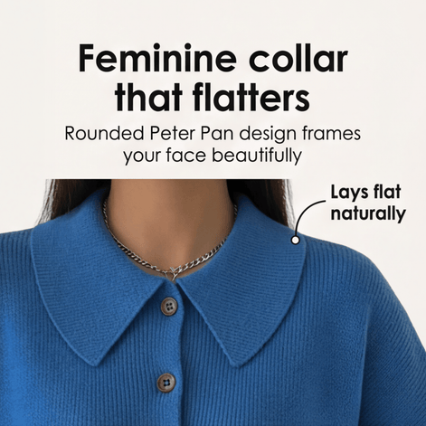 Collete Button-Front Women's Knitted Cardigan with Peter Pan Collar