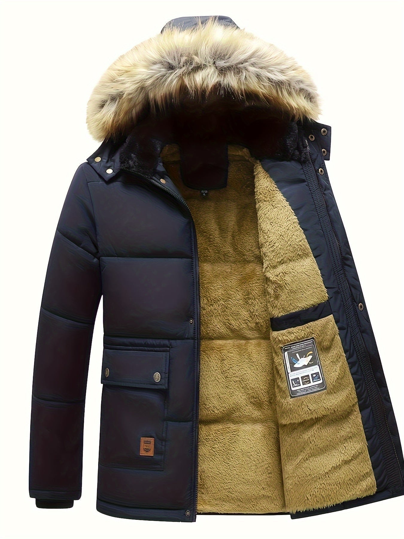 Drake Hooded Quilted Mens Puffer Jacket with Faux Fur Trim