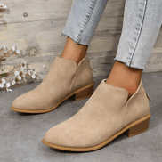 Ankle Low Heel Slip On Womens Boots with Back Zip Detail
