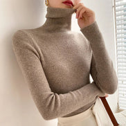 Ribbed Turtleneck Knitted Jumper for Ladies