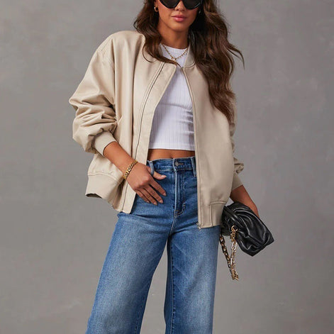 Liv Oversized Vegan Leather Bomber Jacket