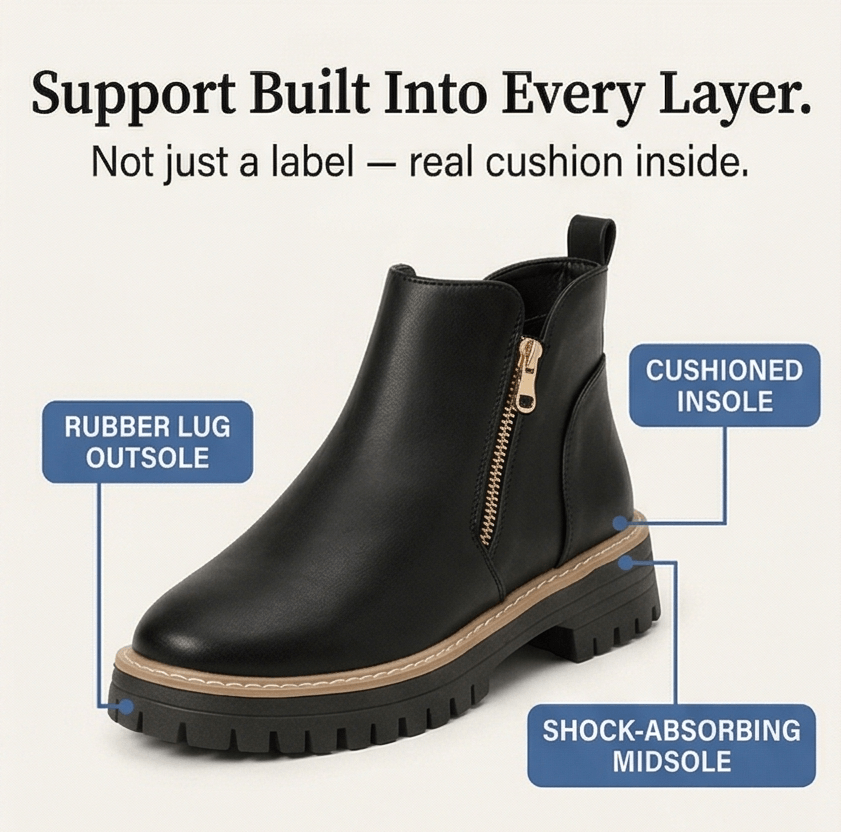 Strida Women's Cushioned Platform Chelsea Ankle Boots with Side Zip