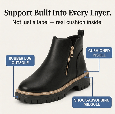 Strida Women's Cushioned Platform Chelsea Ankle Boots with Side Zip