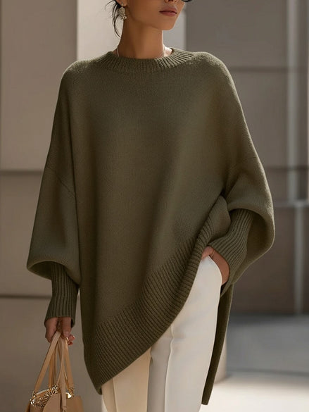 Emma Oversized Asymmetric Hem Wool Blend Knitted Jumper for Women