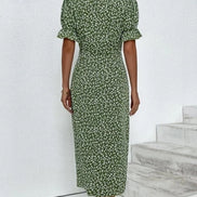 Floral Wrap Midi Dress in Polyester for Autumn and Christmas Parties