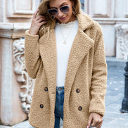 June Teddy Double-Breasted Winter Coats Women Cozy Fleece Jacket