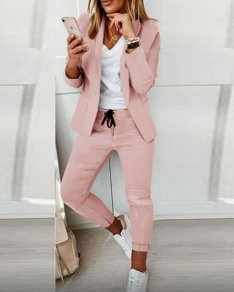 Women's Blazer and Jogger Two Piece Co Ord Set