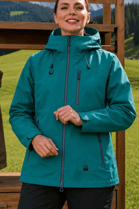 Hooded Waterproof Windproof Polyester Rain Jacket for Women