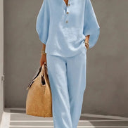 Women's Collared Wide-Leg Trouser Two-Piece Co-ord Set
