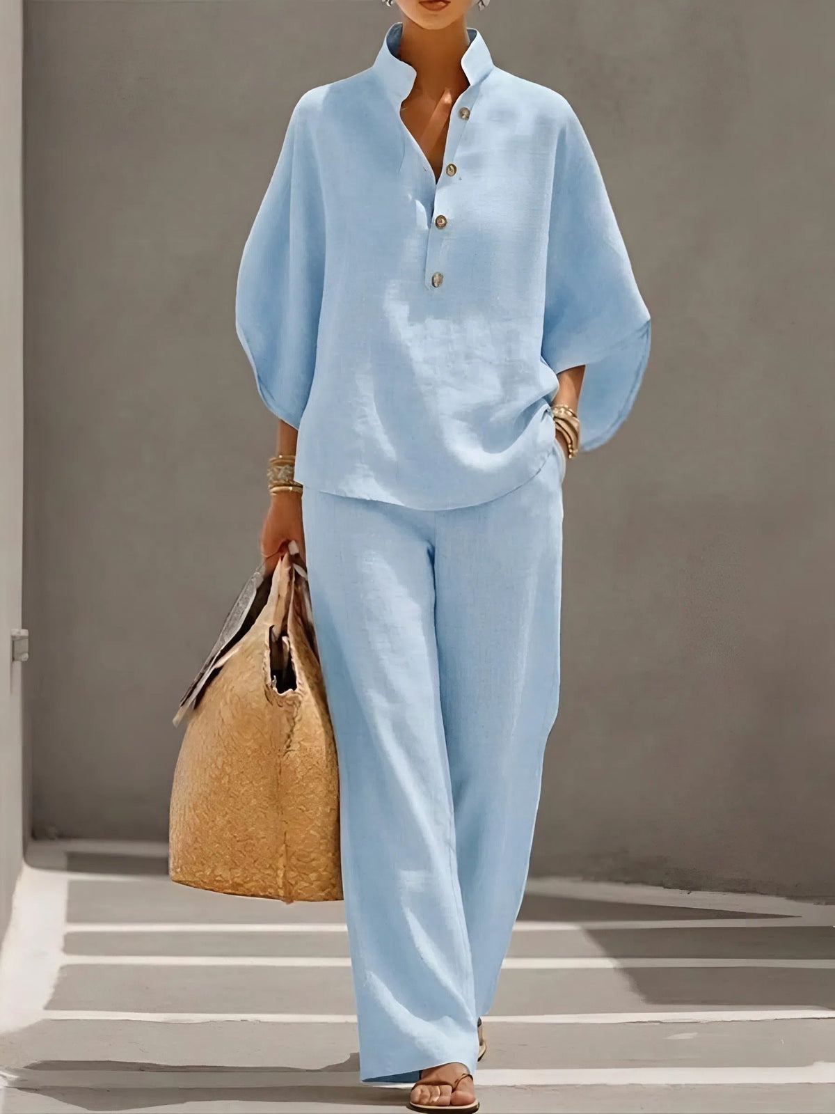 Women's Collared Wide-Leg Trouser Two-Piece Co-ord Set
