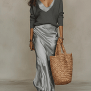 Niketa Satin Two-Piece V-Neck Maxi Women's Occasion Dress