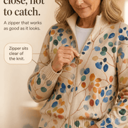 Women's Botanical Print Zip-Up Knit Bomber Cardigan