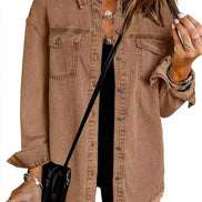 Wilda Women's Oversized Denim Shirt Coat with Frayed Hem