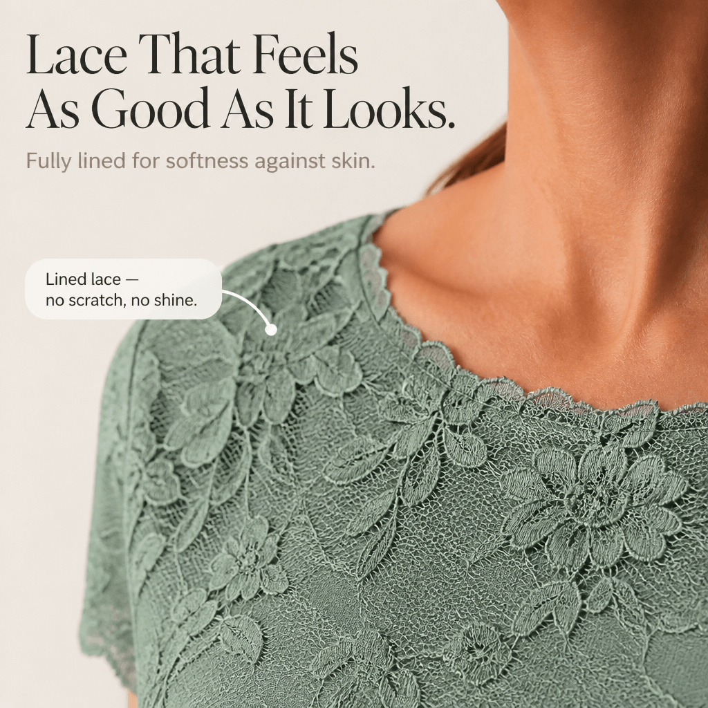 Women's Lace Bodice Chiffon Dress with Ruffled Hem
