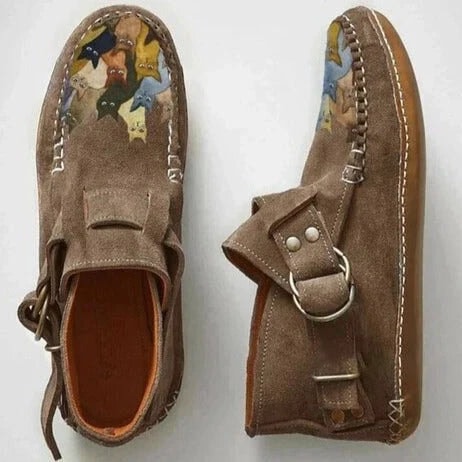 Women's Shearling-Lined Suede Winter Ankle Boots with Buckle Strap