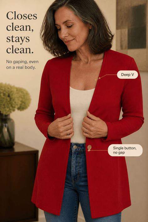 Linevalle Women's V-Neck Single-Button A-Line Tailored Blazer