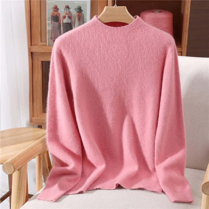 Soft Knitted Mock Neck Ladies Christmas Jumper for Women