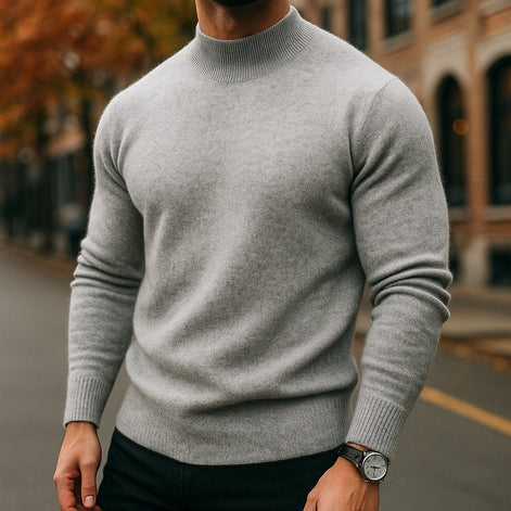 Alfie Mock Neck Mens Knit Sweater with Relaxed Everyday Fit