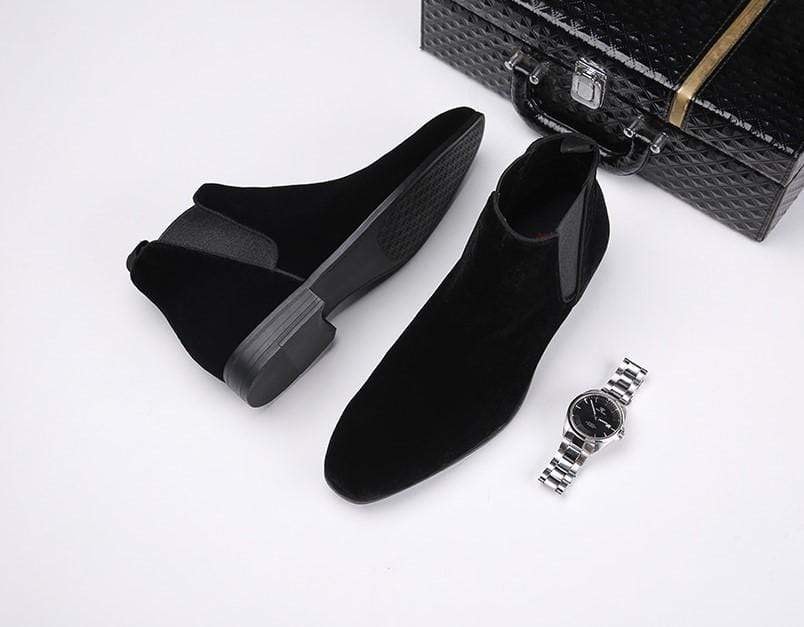 Suede Chelsea Ankle Mens Boots with Elastic Side Panels