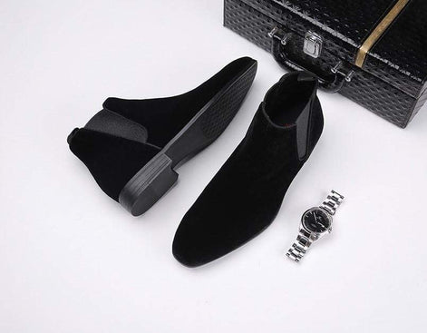 Suede Chelsea Ankle Mens Boots with Elastic Side Panels