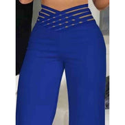Sienna High-Waisted Wide-Leg Women's Tailored Trousers with Crossover Waistband