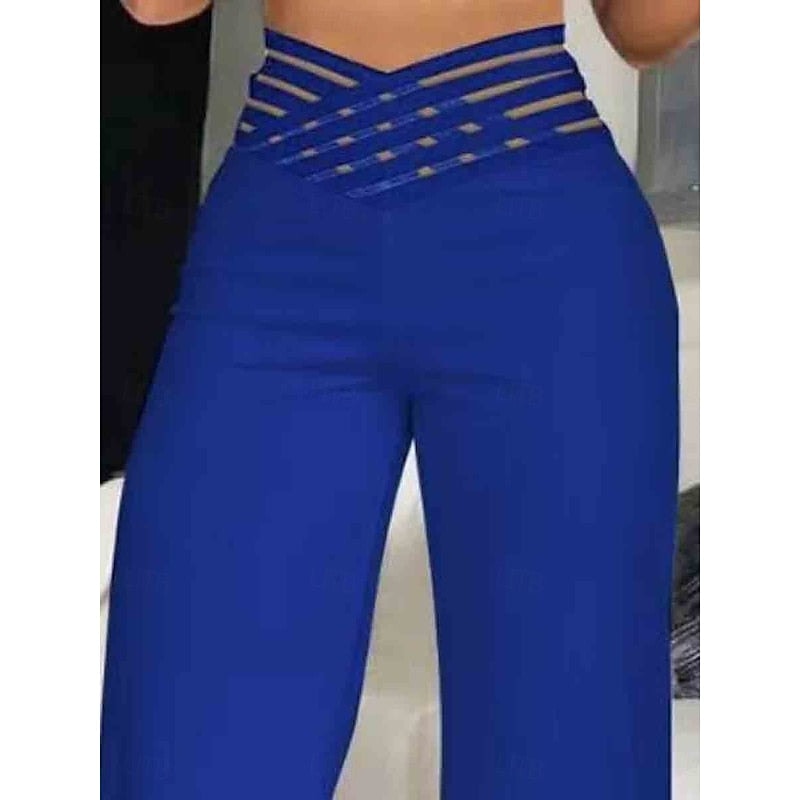 Sienna High-Waisted Wide-Leg Women's Tailored Trousers with Crossover Waistband
