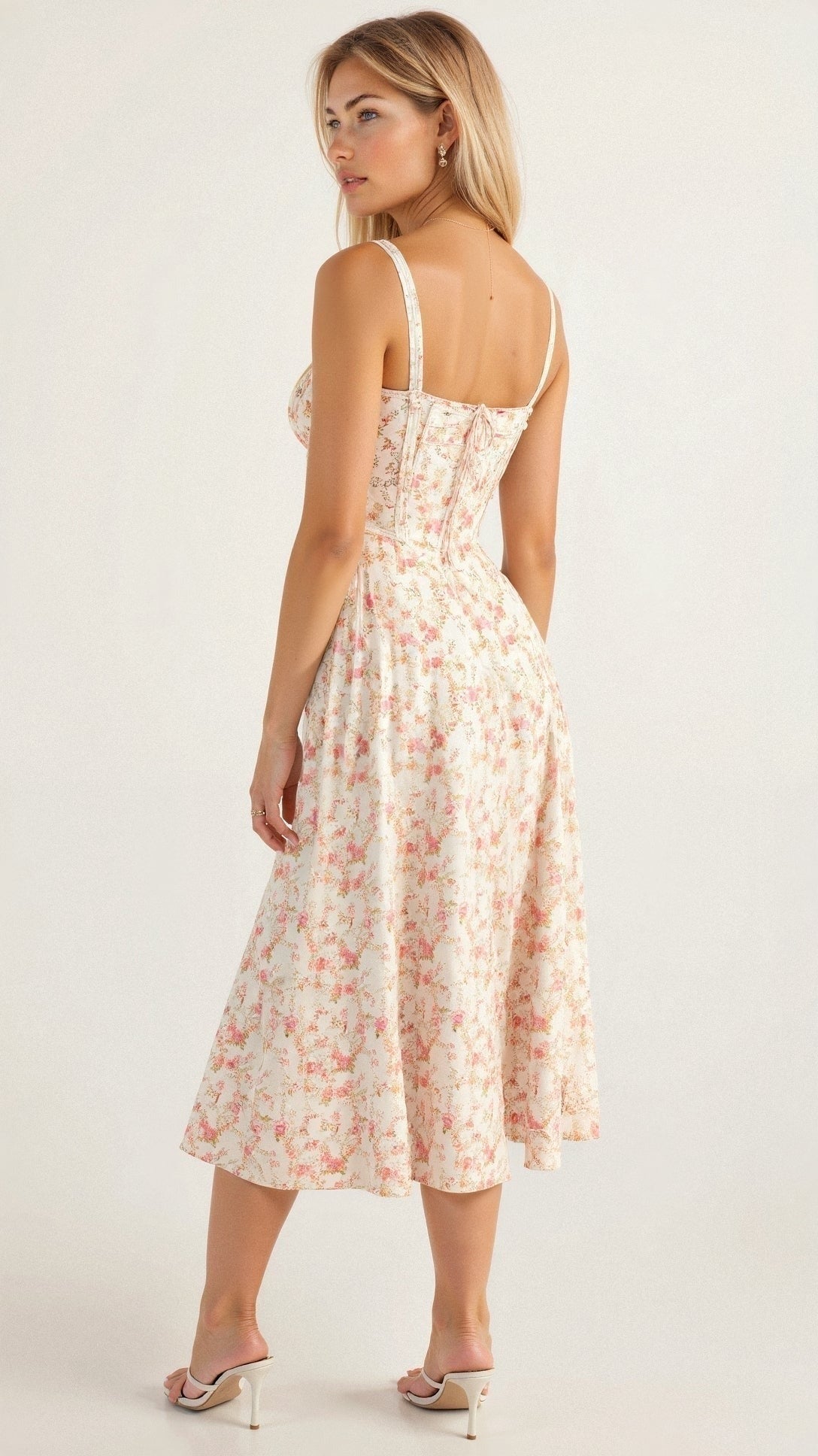 Elodie Floral Satin Midi Slip Dress for Autumn Dresses Occasions