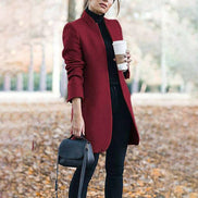 Leanne Collarless Long Wool Blend Winter Coats Women Open Front