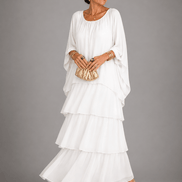 Tiered Ruffle Women's Midi Dress with Flutter Sleeves