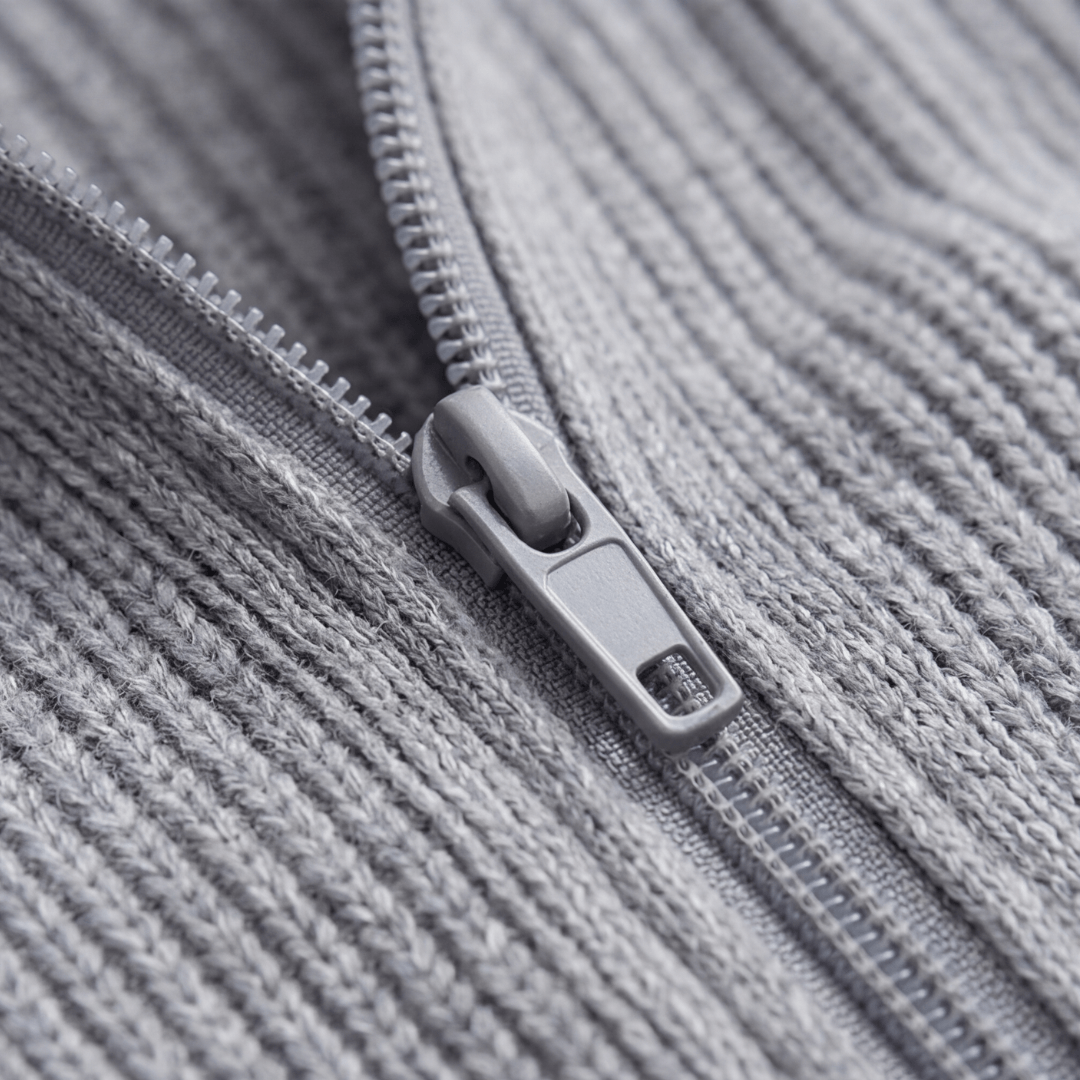 Women's Ribbed Zip-Up Knitted Cardigan with Pockets