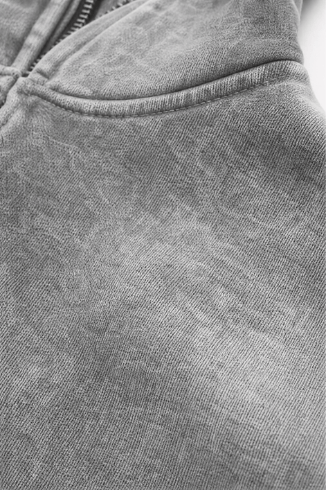 Women's Washed Oversized Zip-Up Hoodie with Lined Hood