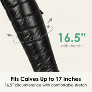 Velura Women's Black Fleece-Lined Quilted Puffer Over-the-Knee Boots with Bow Detail