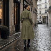 Mayfield Double-Breasted Long Belted Trench Coat with Tie Waist for Women