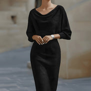 Clara Knit Bodycon Jumper Dress with Cowl Neck for Evening Wear