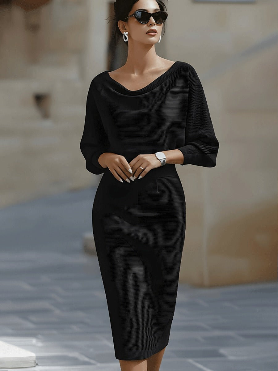 Clara Knit Bodycon Jumper Dress with Cowl Neck for Evening Wear