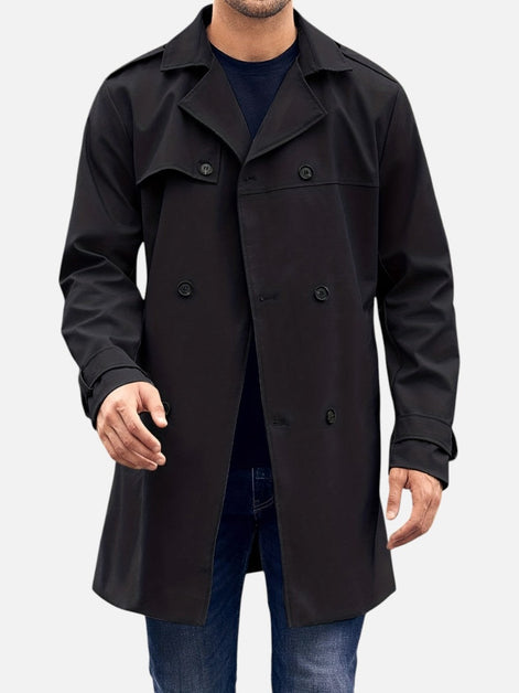 Double-Breasted Tailored Trench Style Mens Coats for Everyday Wear