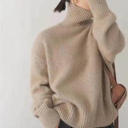 Dora Roll Neck Cashmere Women's Knitted Jumper with Ribbed Cuffs