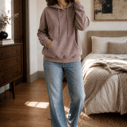 Women's Ribbed Corduroy-Look Hoodie with Front Pocket