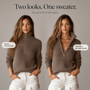 Women's Half-Zip Collar Knitted Jumper with Textured Stitch